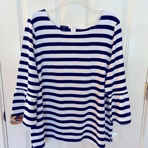 Talbots Navy and White Striped Knit Top
